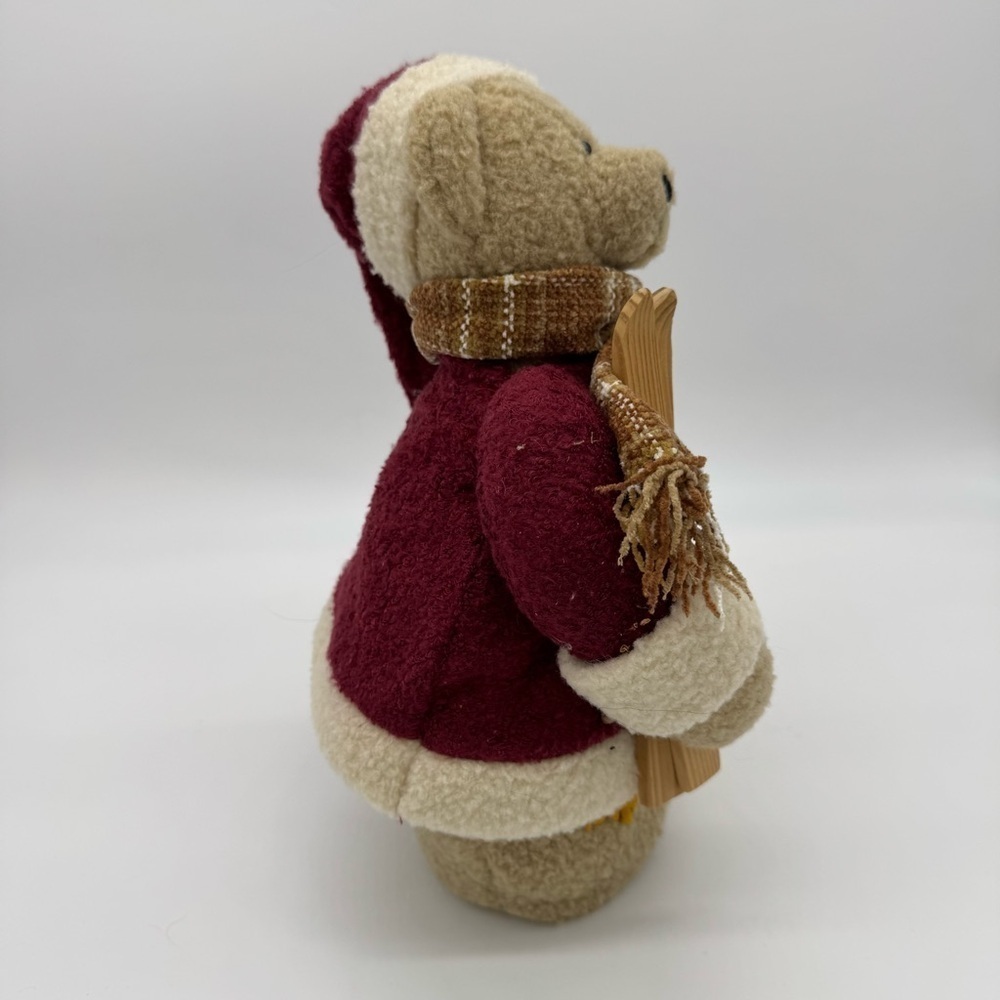 Holiday Teddy Bear with Skis - Red and Cream - Picture 3 of 6